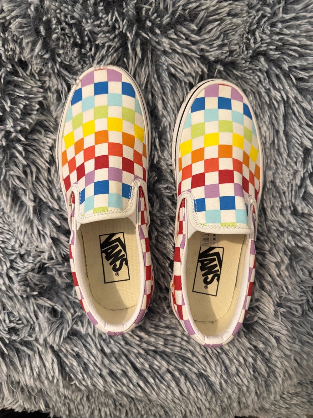 Vans Rainbow Checkerboard Slip-On Sneakers - Multi-Color Size Women 5.5